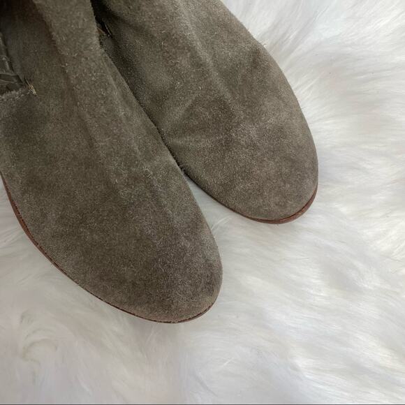 Jack Rogers Sadie Flat Ankle Boots Olive Green Suede Booties Leather Women’s 5.5 - Picture 4 of 10